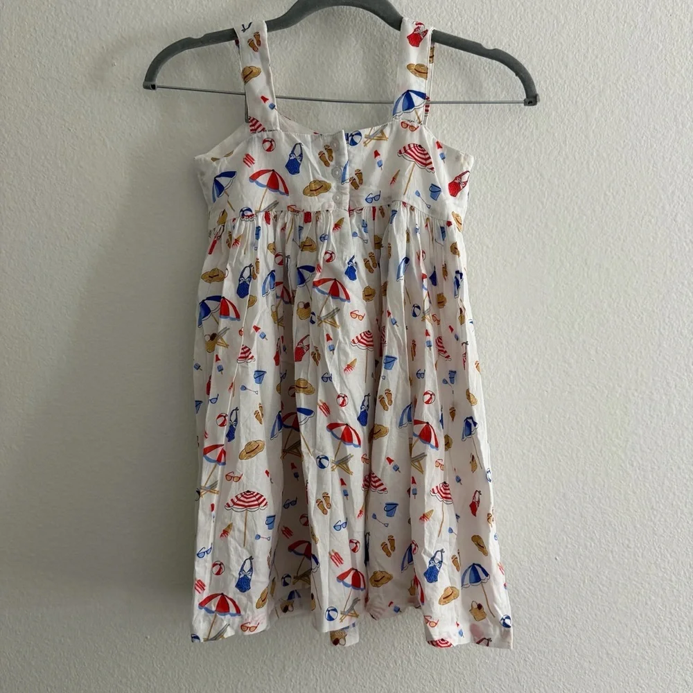 Janie and Jack Youth Girls White Sunshine Sundress with Beach Icons 4th of July